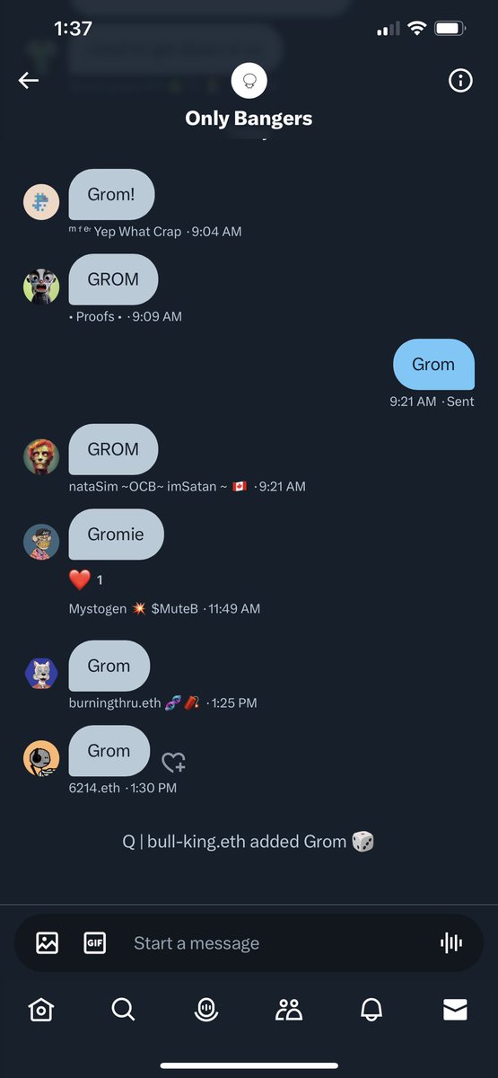 Who wants in the <a href="/gromNFT/">grom</a> chat??