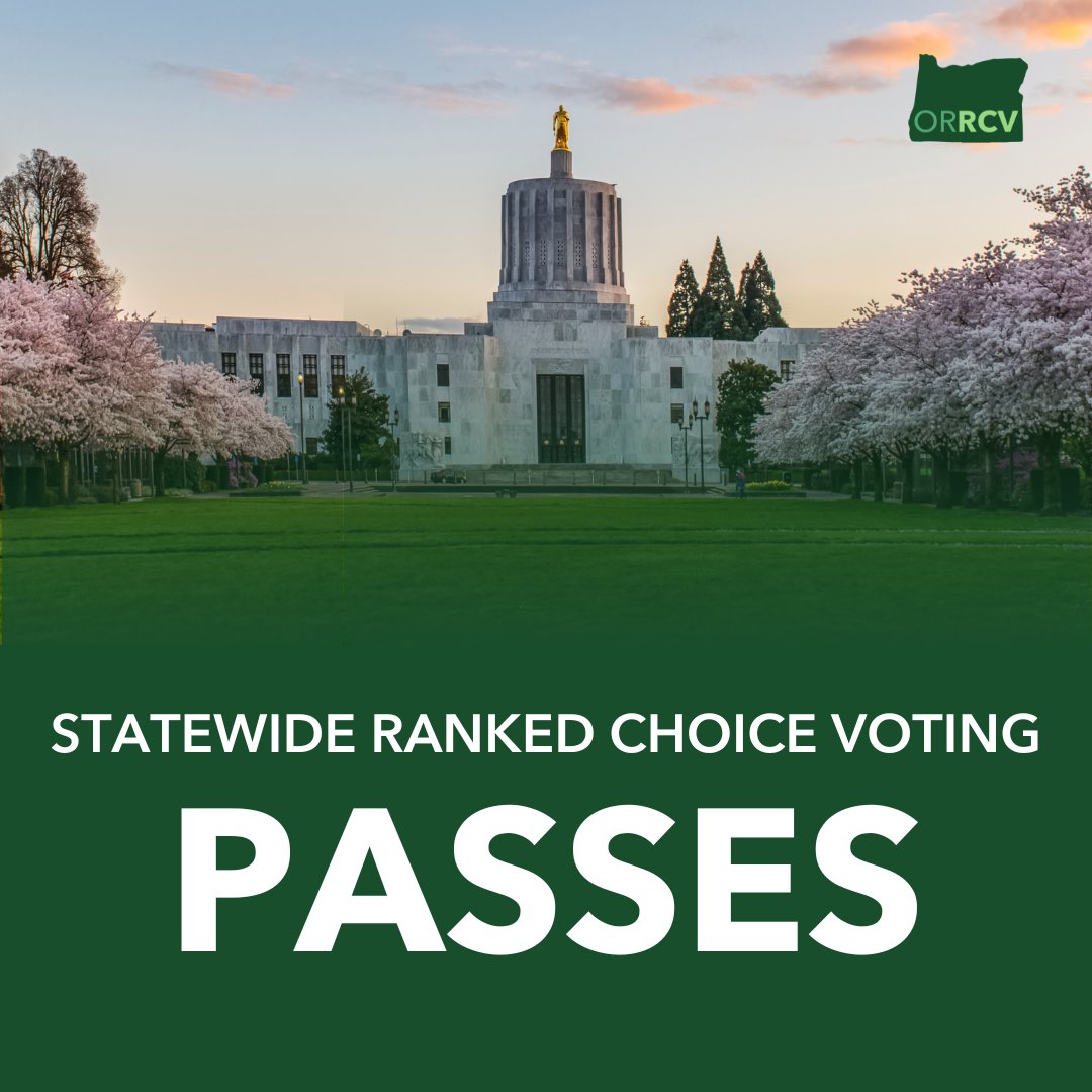 The Oregon Legislature passed House Bill 2004!! That means #RankedChoiceVoting  for statewide and federal races is coming to Oregon's 2024 ballot!🎉

Oregon made history today: This is the first time that any legislature in the US has referred a statewide RCV bill to the ballot!