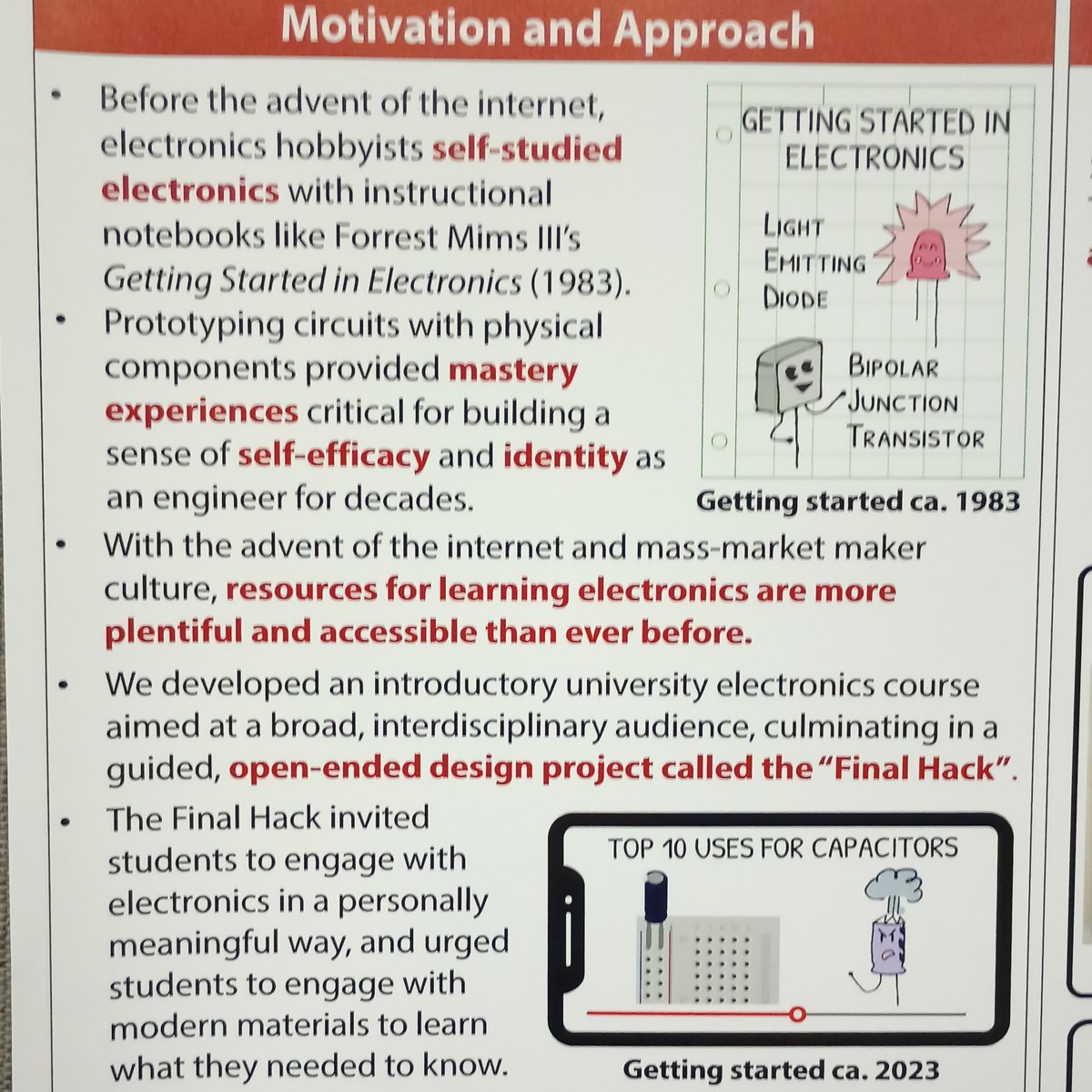 Come talk to me at the ASEE poster session Monday morning about teaching circuits to non-majors! I'll be at board 88 (Impact of Electronics Design Experience on Non-majors' Self-efficacy and Identity) #asee