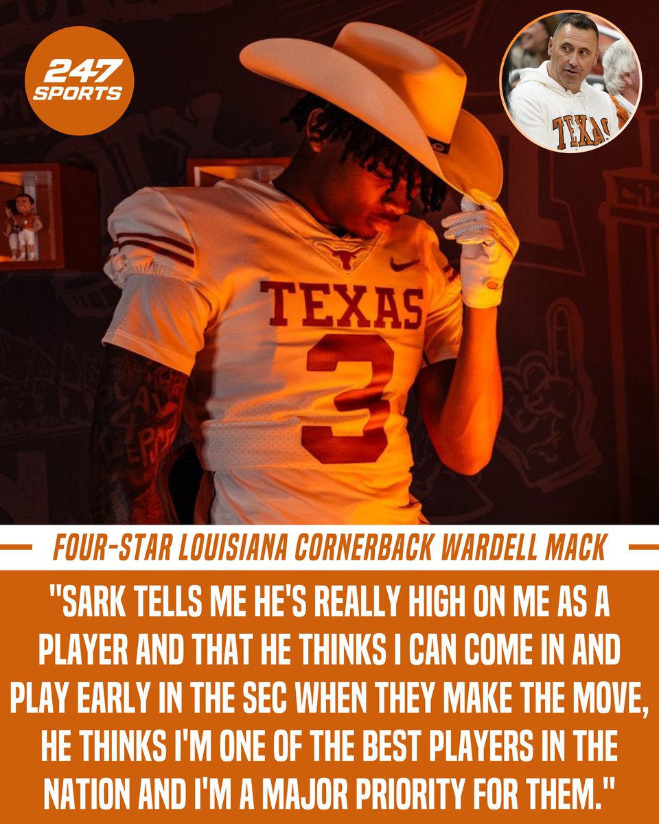 Marrero (LA) John Ehret four-star cornerback Wardell Mack is feeling the love from Steve Sarkisian and his Texas staff @Horns247 | #HookEm ⬇️MORE⬇️ via @HankSouth247 (VIP)🔗: 247sports.com/college/texas/…