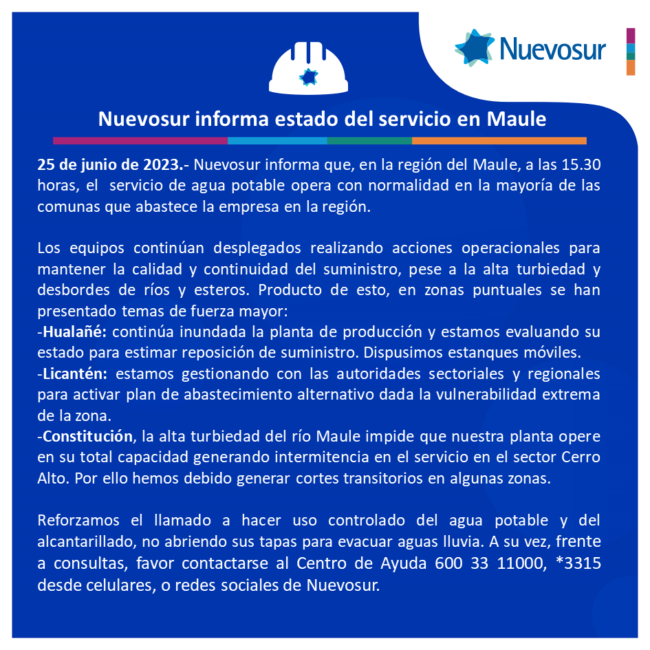 Nuevosur_cl's tweet photo. Nuevosur informa del servicio en #Maule https://t.co/NWuu5O8owt