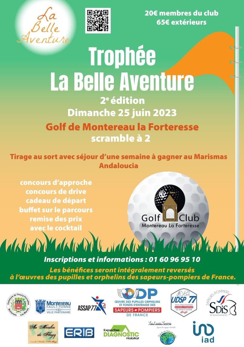 StephaneMillot's tweet photo. Magnifique journée ⛳️🏌️au profit de l’@OdpPompiers organisée par l’association la Belle Aventure.
5️⃣0️⃣0️⃣0️⃣ 💶 au profit de nos orphelins  des @PompiersFR avec le soutien du @Sdis77 @Udsp77, de la section 🏌️ des 🚒 77, et présence de @GarreauIsoline https://t.co/G9J4F8MEBD