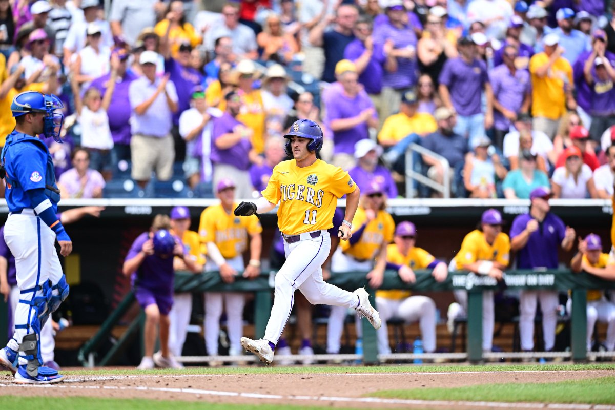 LSU Baseball on Twitter "JP comes home on Tommy's RBI single, which is followed by Tre's sac