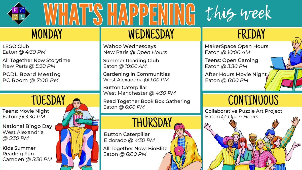 Hang out with us this week at the library! For more information on upcoming programs, visit preblelibrary.org/events