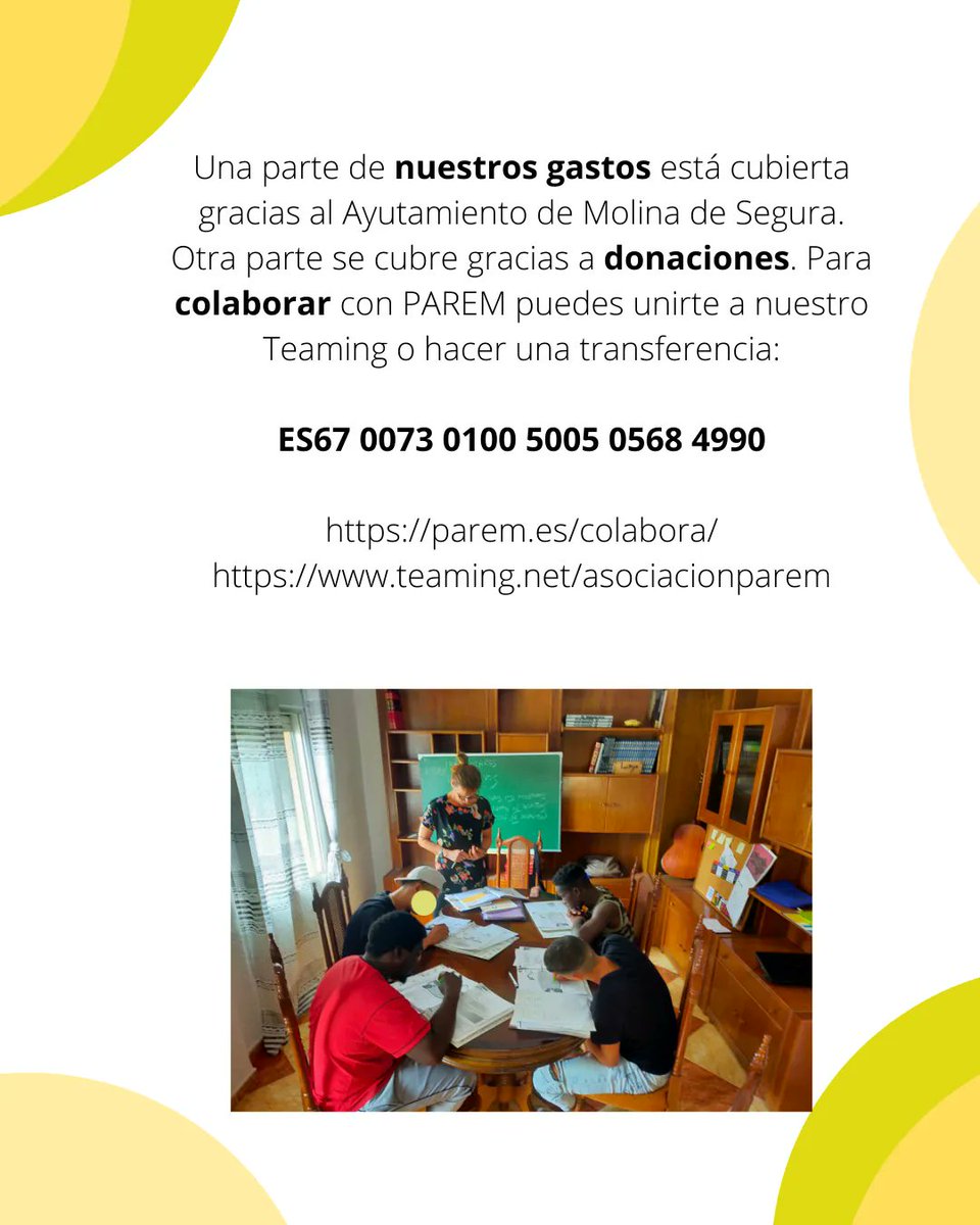 Apoya el proyecto La Casita de <a href="/PAREM_Murcia/">PAREM</a>, una vivienda de acogida e integración para personas refugiadas y solicitantes de asilo en Molina de Segura. Haz una donación o contacta con nosotros para saber más. buff.ly/3NDErEp