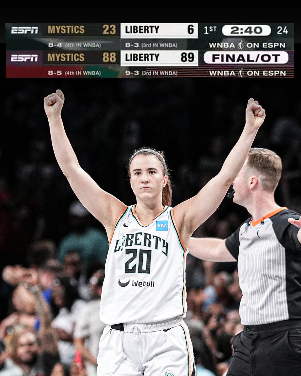 SABRINA IONESCU'S 31-POINT PERFORMANCE HELPED LEAD THE LIBERTY TO A BIG WIN FROM DOWN 17 🔥 

What a performance 👏