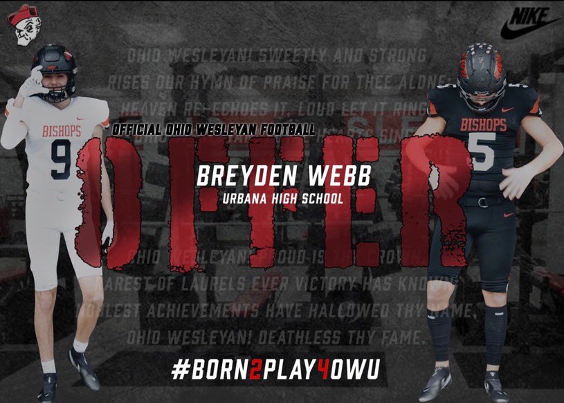 breyden_webb's tweet photo. Blessed to receive a offer from @OWUBishopFB @CoachTomWatts https://t.co/VLFxZa7Kak