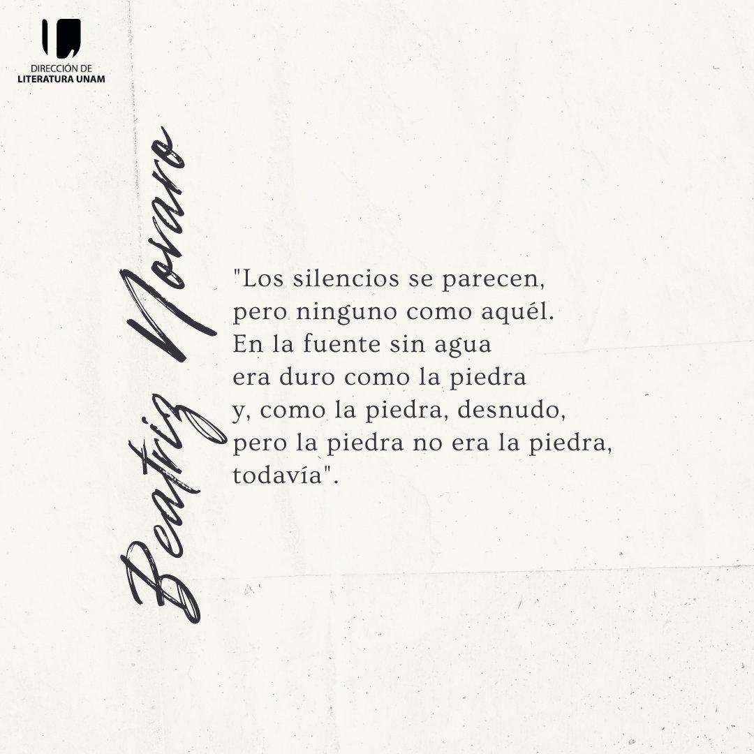 LiteraturaUNAM's tweet photo. Encuentra cuatro #poemas de Beatriz Novaro, quien además de #poesía ha escrito guiones cinematográficos, obras de teatro y la novela corta "Cecilia todavía". 

En @P_departidaunam 👉 https://t.co/0RVO4jywMi

#Literatura https://t.co/FxlL8uWNJ3