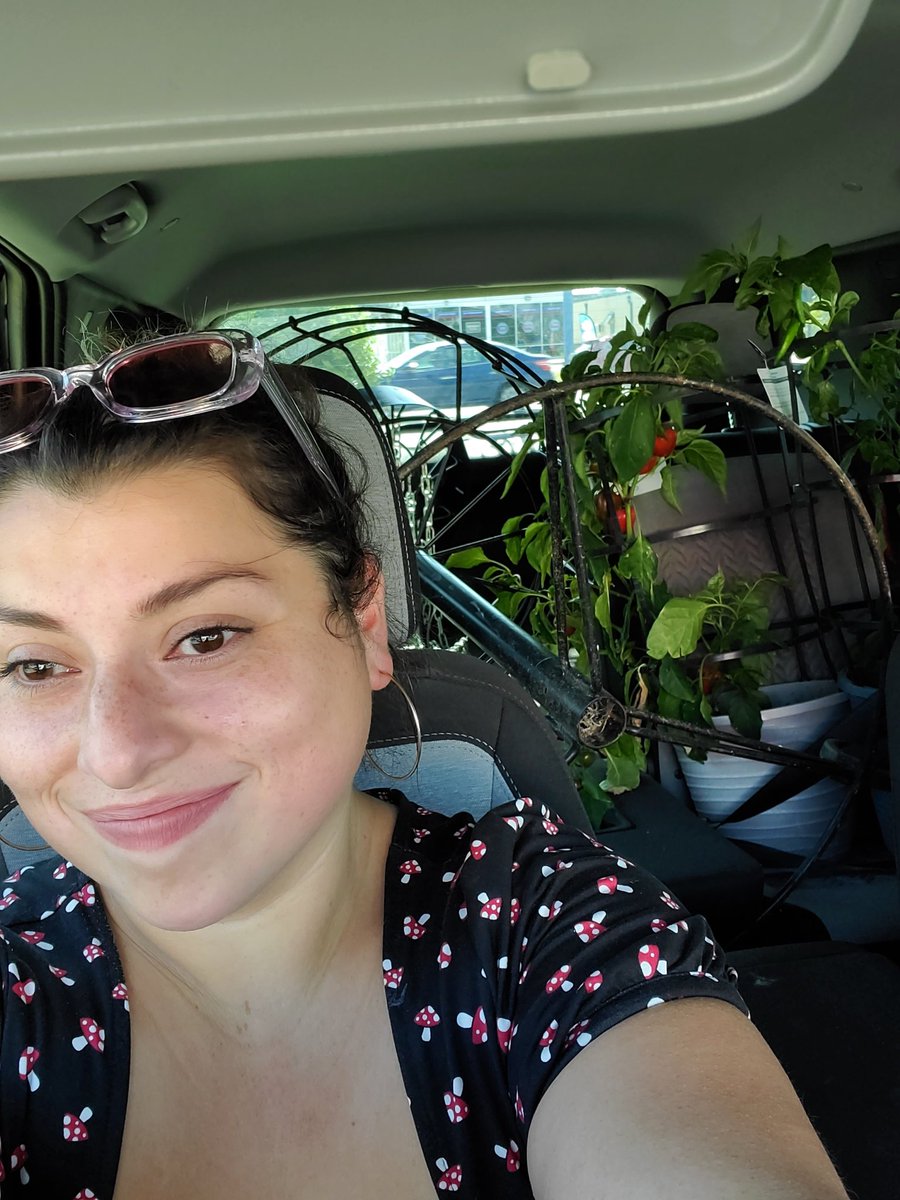 I found bell peppers, Serrano, rosemary and basil plants. I also have my husband's disc golf basket in tow.