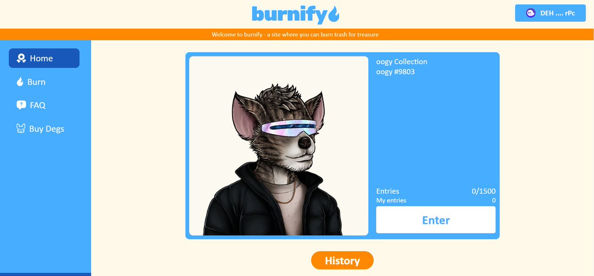 Degen Mint Season! 
Burn your rugs on burnify.net for a chance to win this <a href="/oogyNFT/">oogy</a>