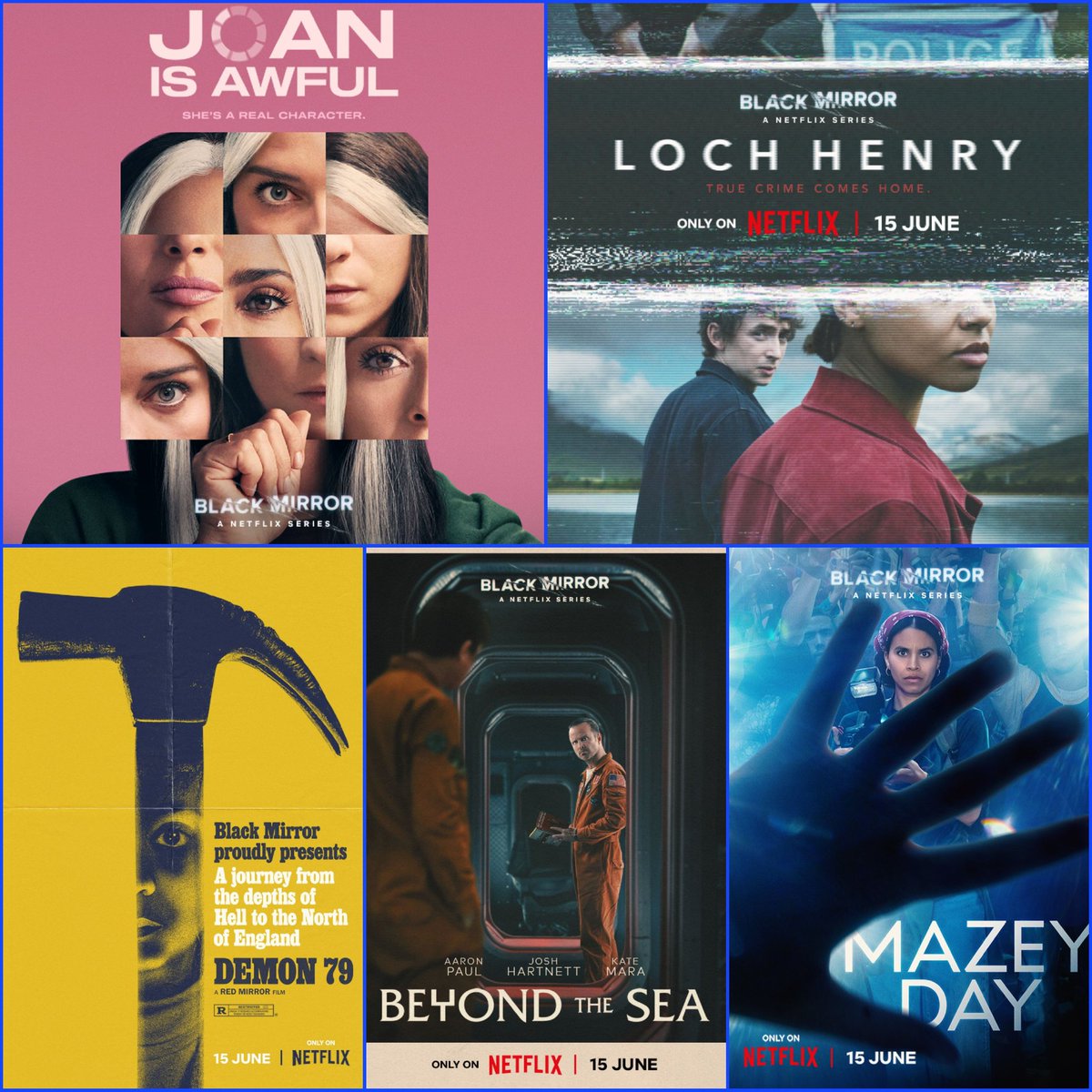milyunaseries's tweet photo. Finiquitada la T6 de #BlackMirror en @NetflixES, y como siempre hay episodios que gustan más y otros que gustan menos !
De #BlackMirror mi favorito #JoanIsAwful, y de #RedMirror #Demon79 me ha parecido un genial episodio !! El que menos me gustó de la temporada #MazeyDay https://t.co/zdCdSit0Wx