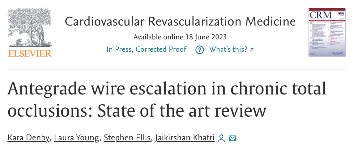 Antegrade wire escalation in chronic total occlusions can be done safely with a good understanding of techniques and equipment. authors.elsevier.com/a/1hI5Y5XJLH2q… @CRMjournal @LYoungMD
