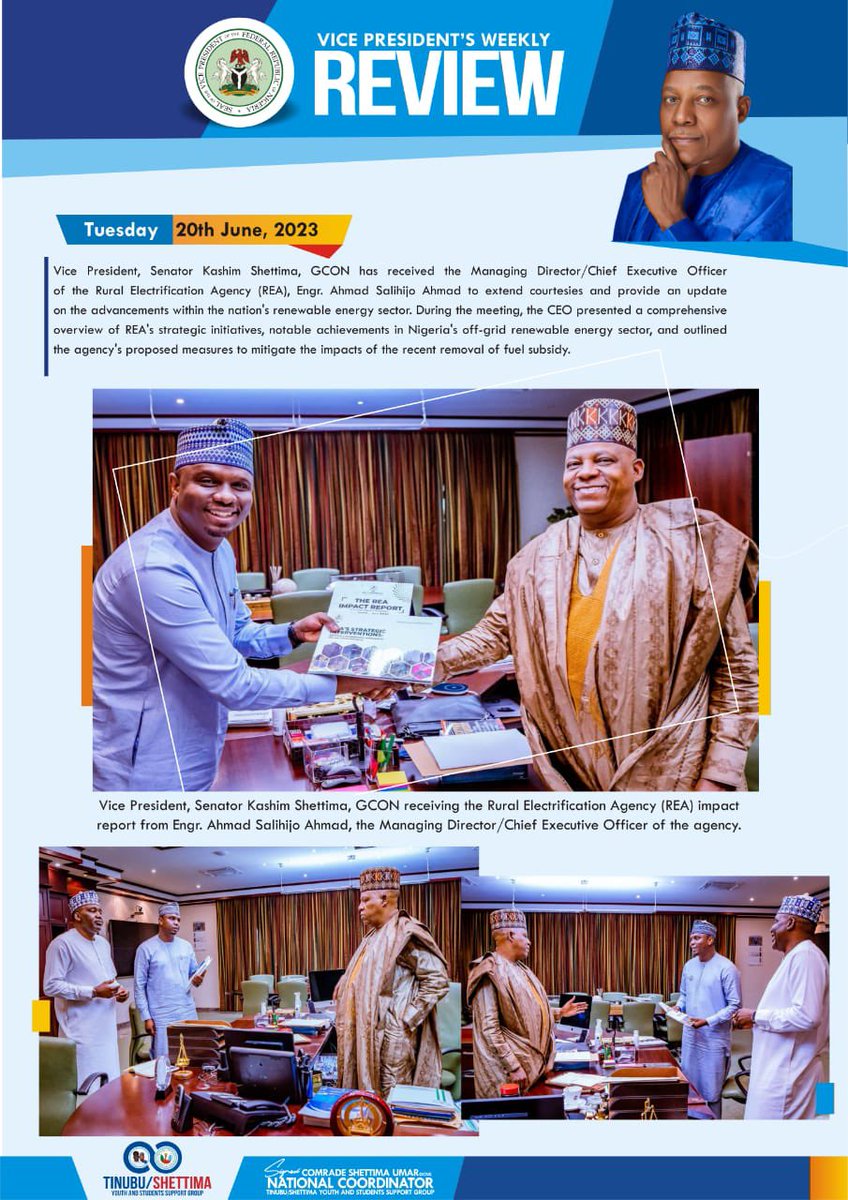 Hamix37's tweet photo. #PictureThread
Vice President, *Senator Kashim Shettima's*
@KashimSM 's week in review.
19th - 24th, June 2023.
#KSMWeekInReview
#VillaThisWeek https://t.co/ZZaoXmJSFn