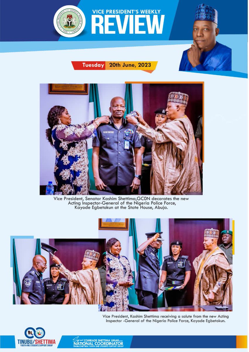 Hamix37's tweet photo. #PictureThread
Vice President, *Senator Kashim Shettima's*
@KashimSM 's week in review.
19th - 24th, June 2023.
#KSMWeekInReview
#VillaThisWeek https://t.co/ZZaoXmJSFn