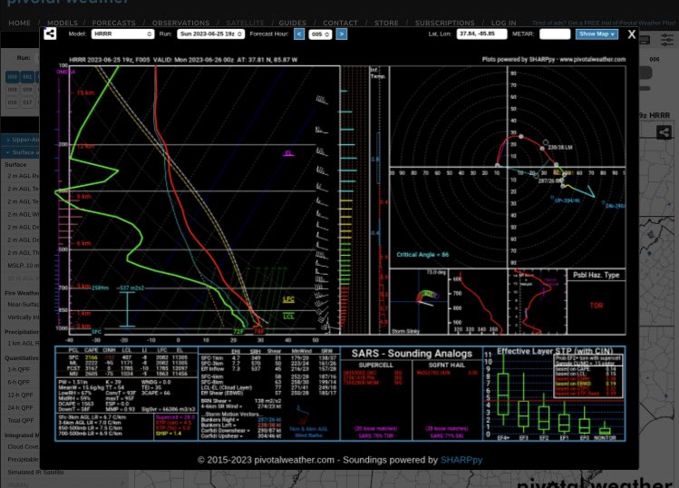 Kentucky_WX's tweet photo. Just haven’t seen hodographs and kinematics line up like this in Kentucky in LATE June in a LONG time. Wow. https://t.co/AwMM4Y5bHv