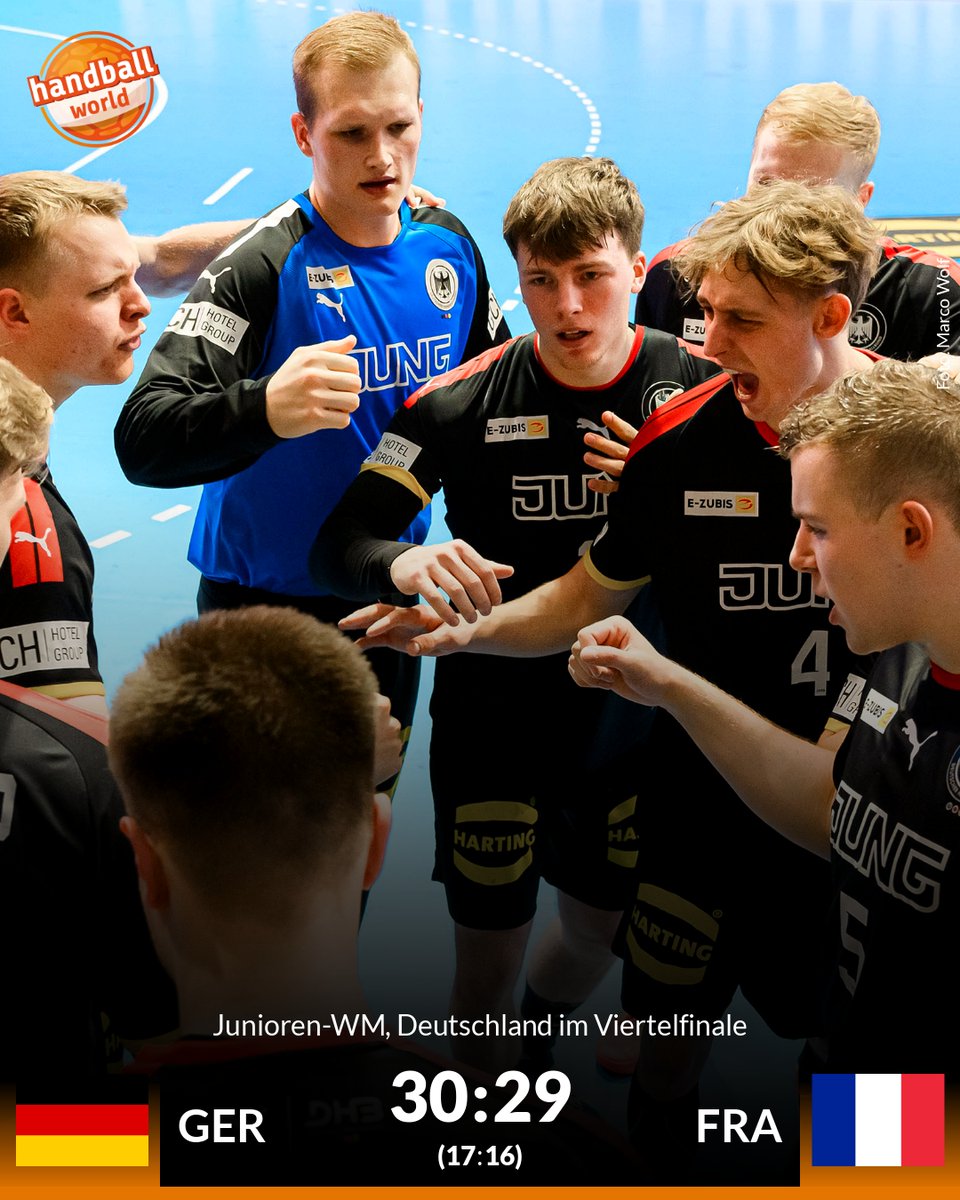 handballwelt's tweet photo. David Späth hält Sieg fest: Deutschland bucht in Handball-Krimi gegen Frankreich Viertelfinale bei Junioren-WM
➡️ https://t.co/1h5encM7Ur https://t.co/bdeGNPFtoE