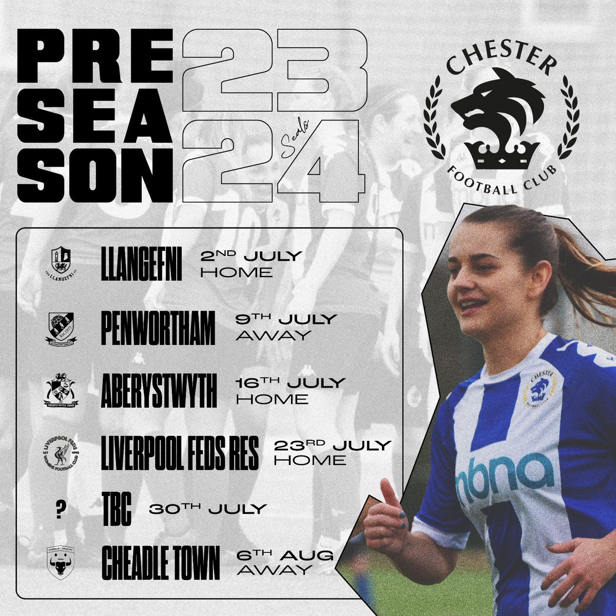 CFCWomens's tweet photo. 🗓️ | 𝐏𝐫𝐞-𝐒𝐞𝐚𝐬𝐨𝐧 𝐅𝐢𝐱𝐭𝐮𝐫𝐞𝐬 𝟐𝟎𝟐𝟑/𝟐𝟒…

👀 We are one week away from kicking off our pre-season schedule! 

ℹ️ Keep your eyes on our socials for more details throughout the summer! 

🟦 The Blues are back❗️💙

#OurClub | 🔵⚪️ https://t.co/FSlWX7V9D5