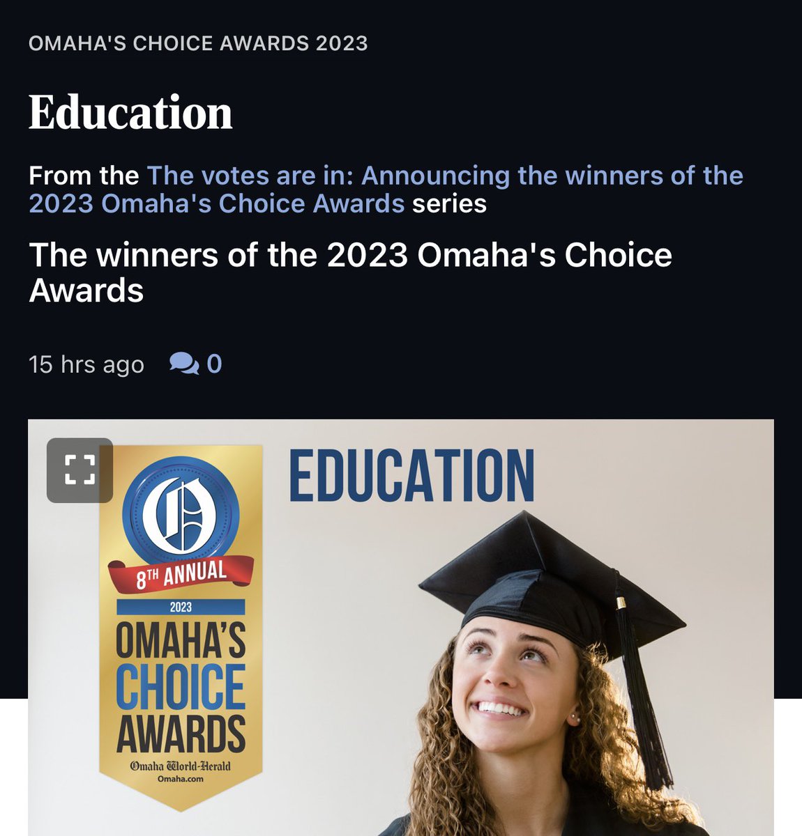 Legit proud and very excited that King Science & Technology Magnet was announced as a winner of the 8th annual 2023 Omaha Choice awards in K-8 Education category!  Go Wildcats!!! 🦁🧡 #KSTMProud #OPSProud 

omaha.com/oca23-educatio…