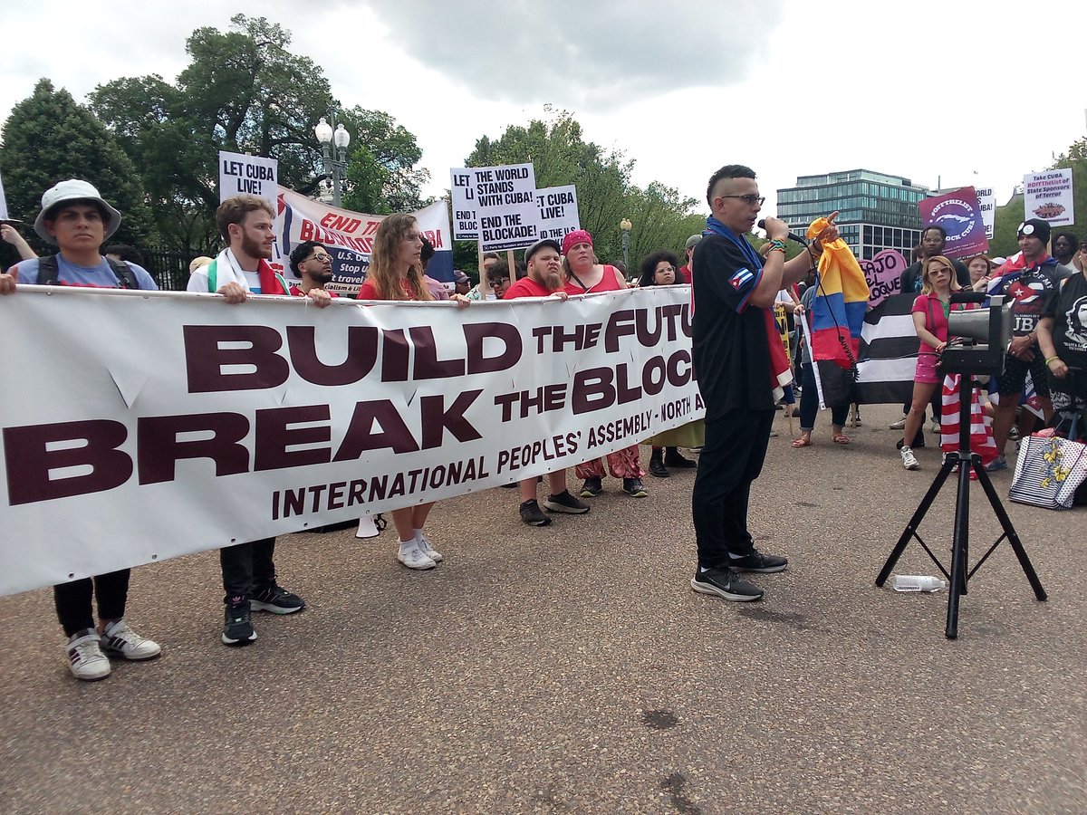 jnmedina8989's tweet photo. As a Cuban-American, it was my honor to represent @CommunistsUSA &amp; @AmazonLabor at today's national rally to remove Cuba from the State Sponsors of Terrorism List. Thanks to @NNOCuba for organizing &amp; all who came! The politicians do not speak for Cubans! #OffTheList #NoSanctions https://t.co/QF5Mqf33VR