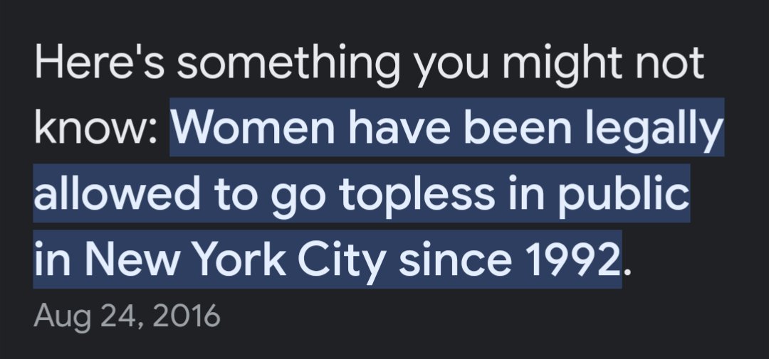 Ope... It's been legal to be topless in public for ever 30 years in NYC