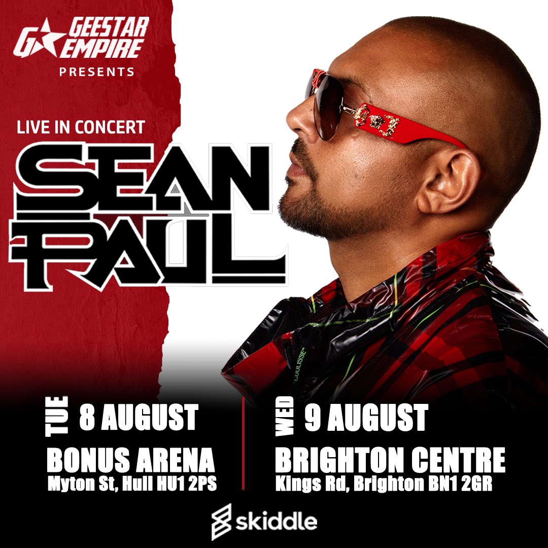 Uk get ready 💥<a href="/duttypaul/">Sean Paul</a> #@bonusarenahull #@BrightonCentre #getyourticketnow