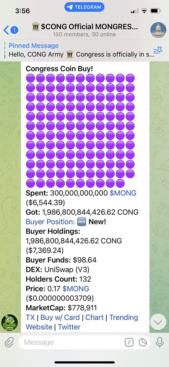 6K buy just came in on $CONG. Great market cap with new ATH. Don’t miss out $CONG #CONG @Congress_Ink