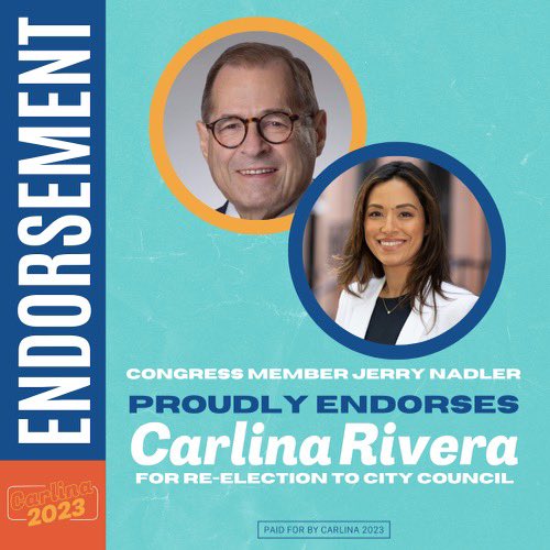 Jerry Nadler (@jerrynadler) on Twitter photo Primary Day is this Tuesday in NYC. (June 27). If you live in the E Village, Flatiron, Gramercy Pk, Rose Hill, Kips Bay, Murray Hill or the LES, please support and vote for my friend <a href="/CarlinaRivera/">Carlina Rivera</a> Primary Day is this Tuesday in NYC. (June 27). If you live in the E Village, Flatiron, Gramercy Pk, Rose Hill, Kips Bay, Murray Hill or the LES, please support and vote for my friend <a href="/CarlinaRivera/">Carlina Rivera</a>