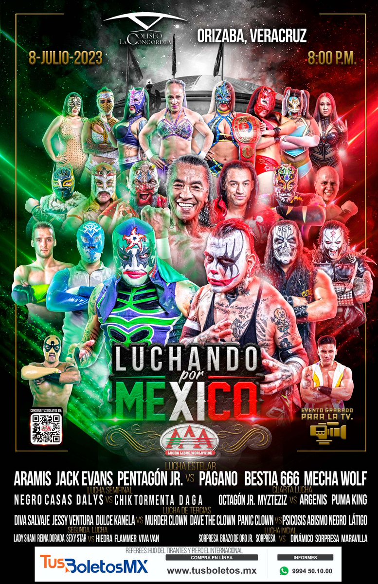 El camino está que arde rumbo a #TriplemaníaXXXI Tijuana y antes de llegar, la gira #LuchandoPorMéxico hará parada en Orizaba, Veracruz. 🤯

📅 8 de Julio 
⌚️ 8 PM 
🎟️ bit.ly/boletos-aaa-or…
