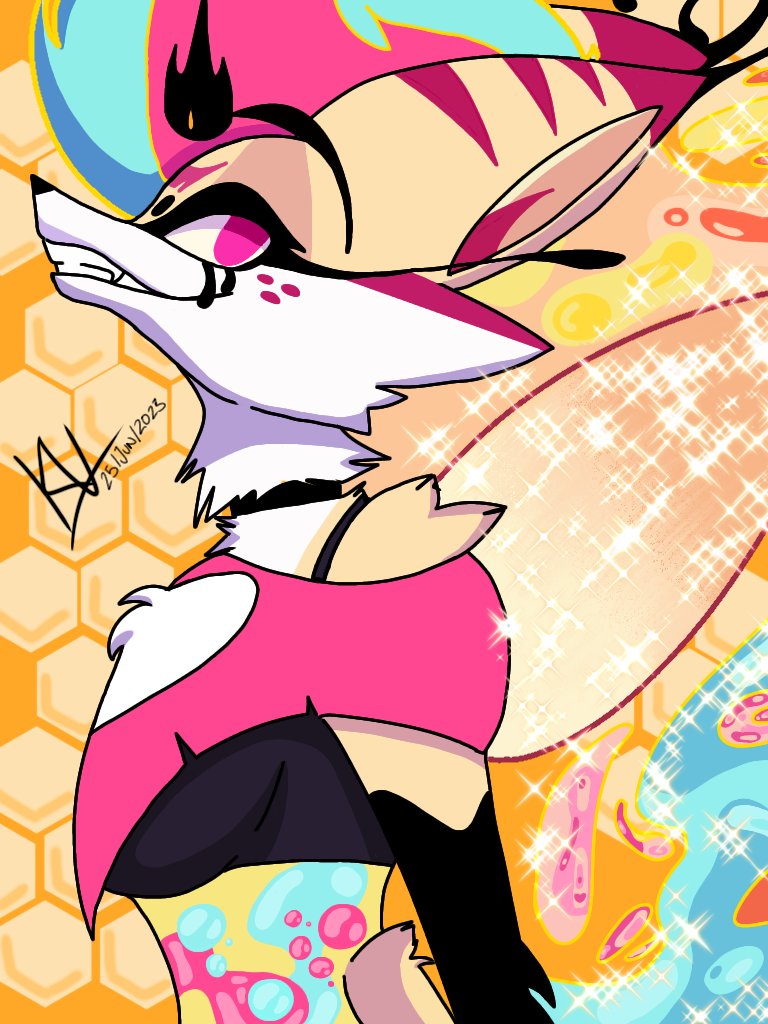 _bakugo_hat's tweet photo. No pude evitarlo y la dibuje. Me encantó tanto el personaje de Bee🍭🍬

#HelluvaBoss #vivziepop #fanart #Principiante #ElSalvador #dibujocanon https://t.co/WC8h96OIAI