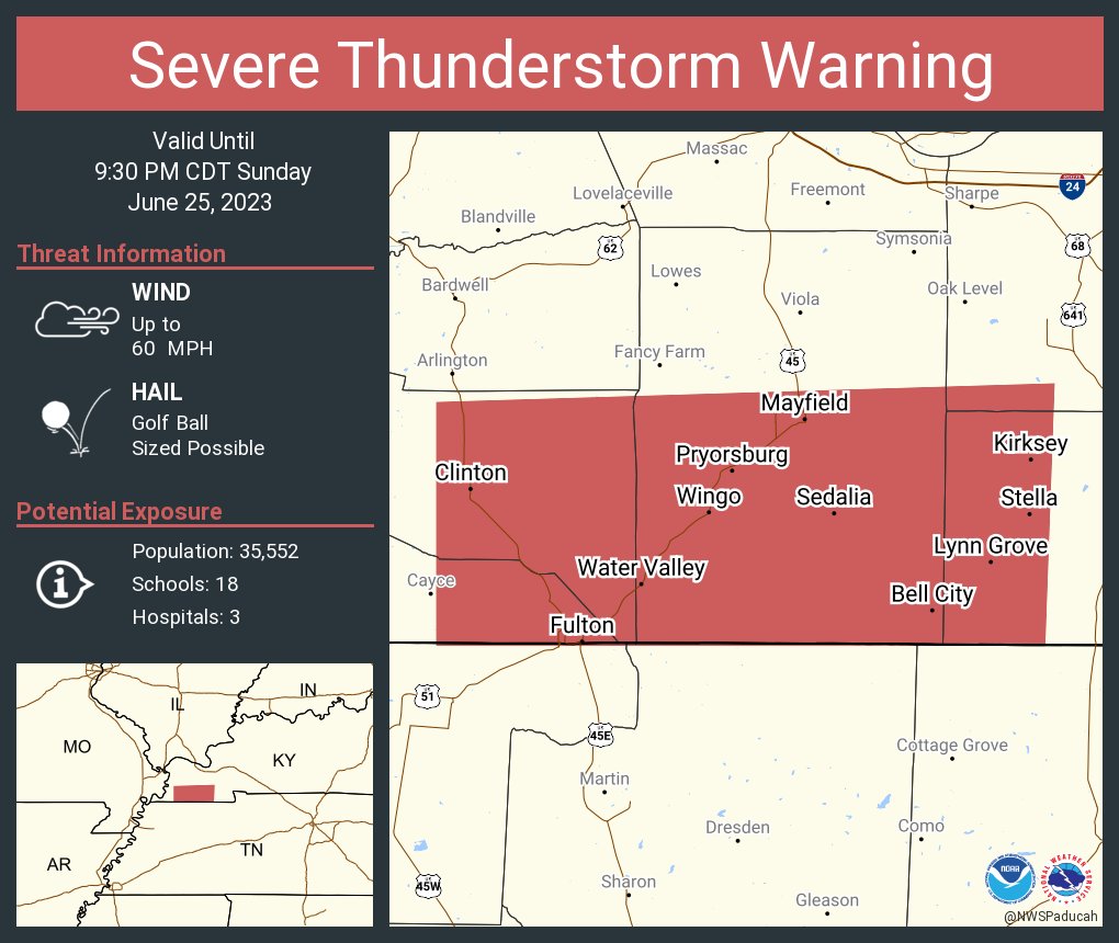 NWS Paducah, KY on Twitter "Severe Thunderstorm Warning continues for