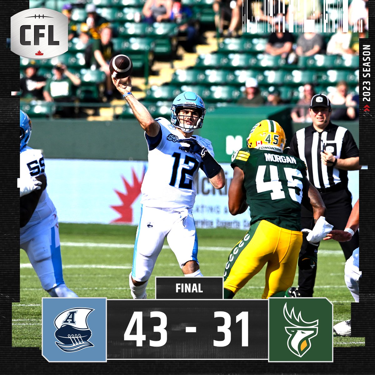 The Argos win a high scoring affair!

#CFLGameday | @GoElks @TorontoArgos