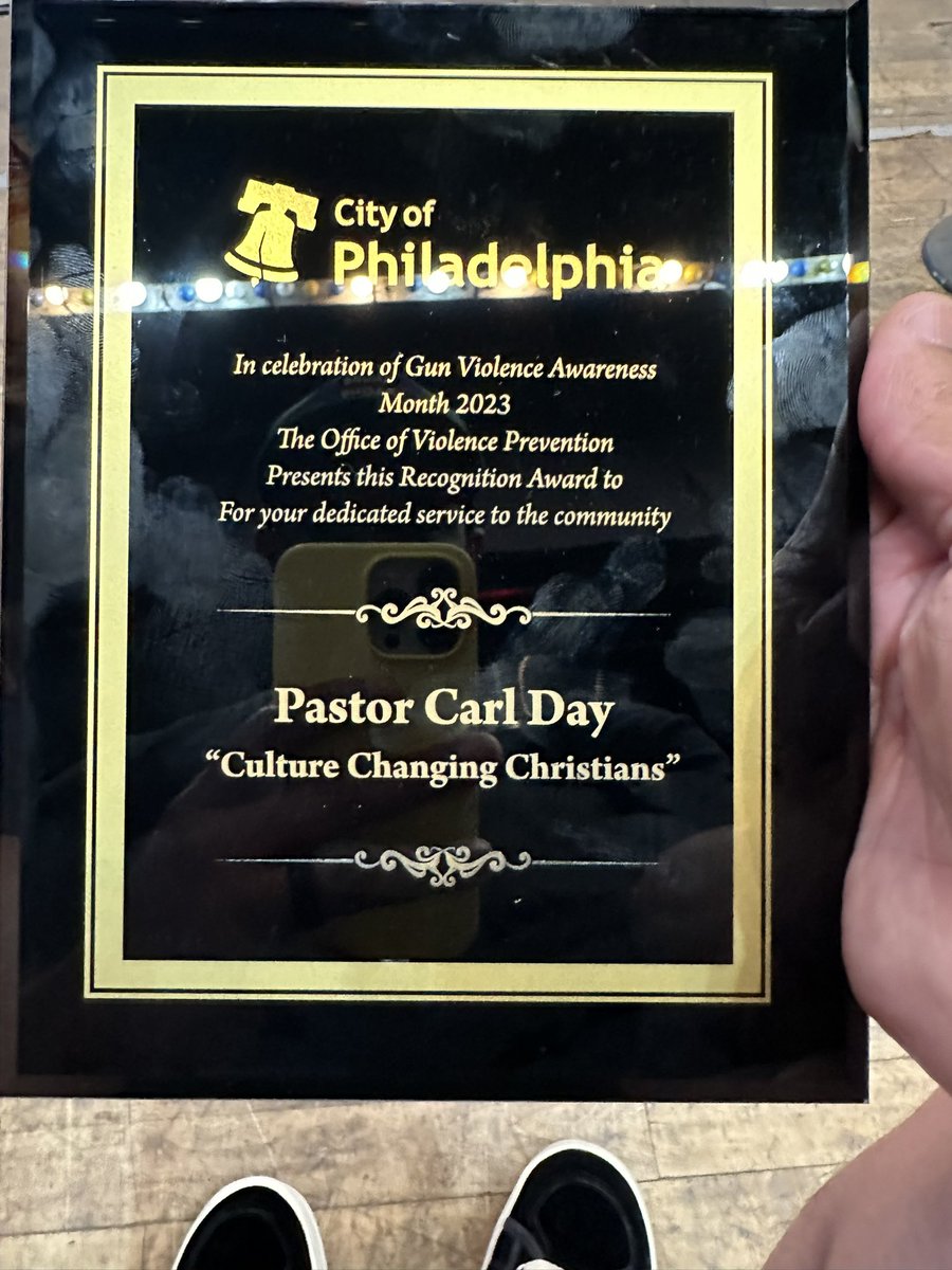 Truly Humbled and Honored to be awarded by the City’s Office of Violence Prevention during  #GunViolenceAwarenessMonth for my Service and Leadership in #Philly .. #ThankYouJesus for empowering and guiding me in this work. #PastorOfTheHOOD #CultureChangingChristians