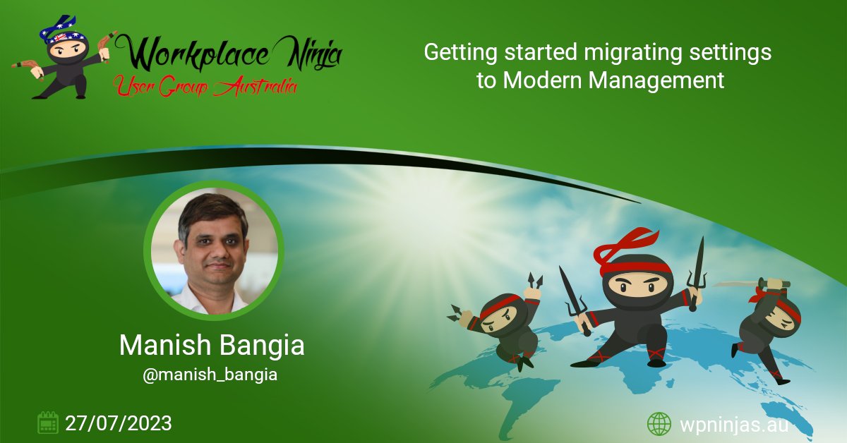 The second guest speaker for our upcoming Melbourne Workplace Ninja event is Microsoft MVP Manish_Bangia

Manish will be presenting on the topic 'Getting Started migrating settings to Modern Management.'
#WPNinjas #WPNinjasAU #ModernManagement