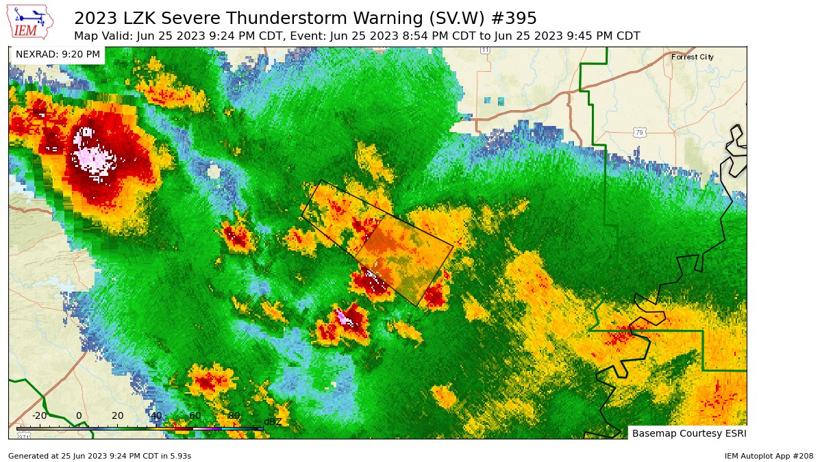 NWS MPX Chaser on Twitter "LZK updates Severe Thunderstorm Warning [wind 60 MPH (RADAR