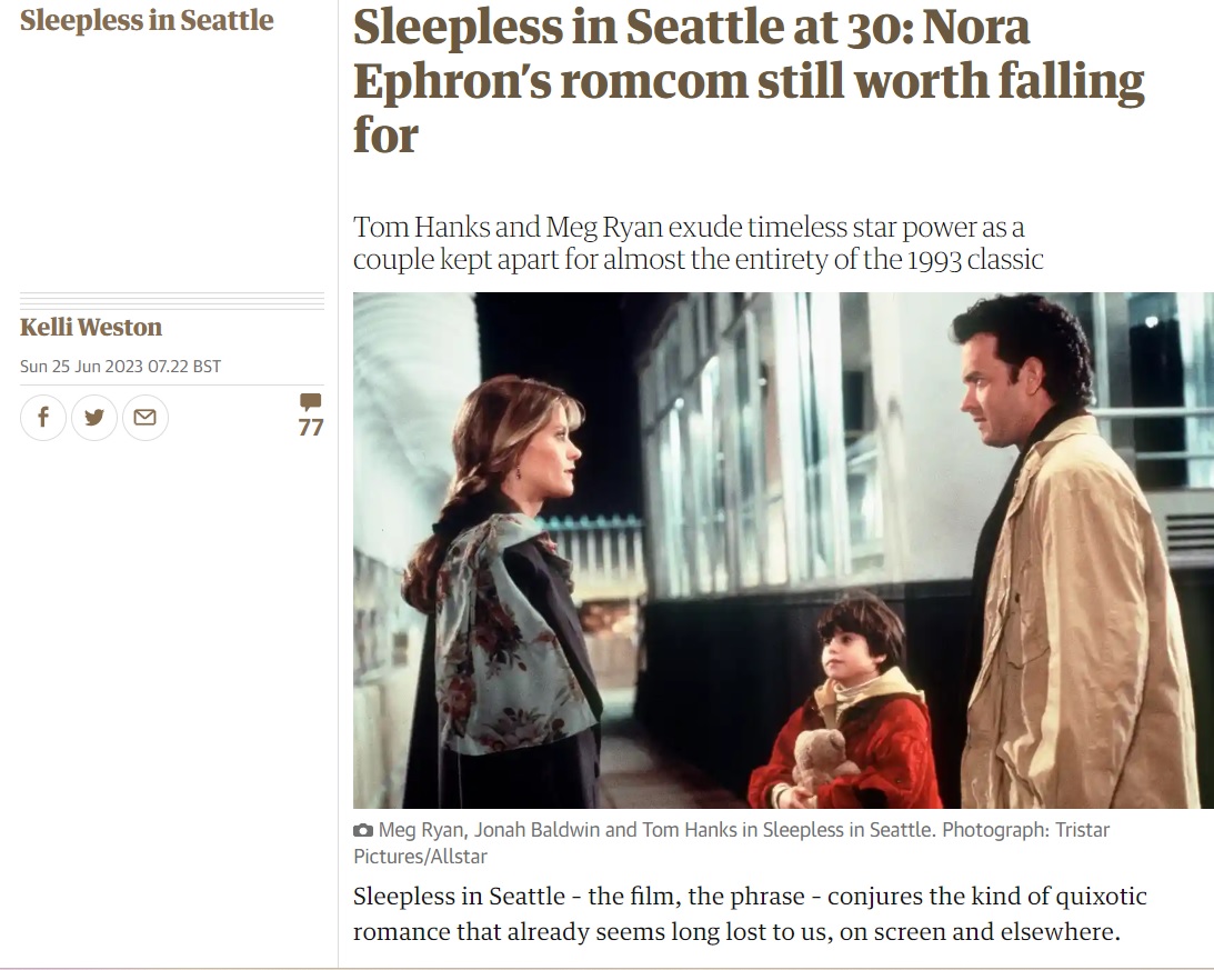 ok I know I rag on @guardian literally every day but this mistake in its #sleeplessinseattle piece might be my FAVE

theguardian.com/film/2023/jun/…

look at this caption

JONAH BALDWIN

it IDs the actor as JONAH BALDWIN, his character's name

I LOVE IT

@guardianculture 
lol I'm dying