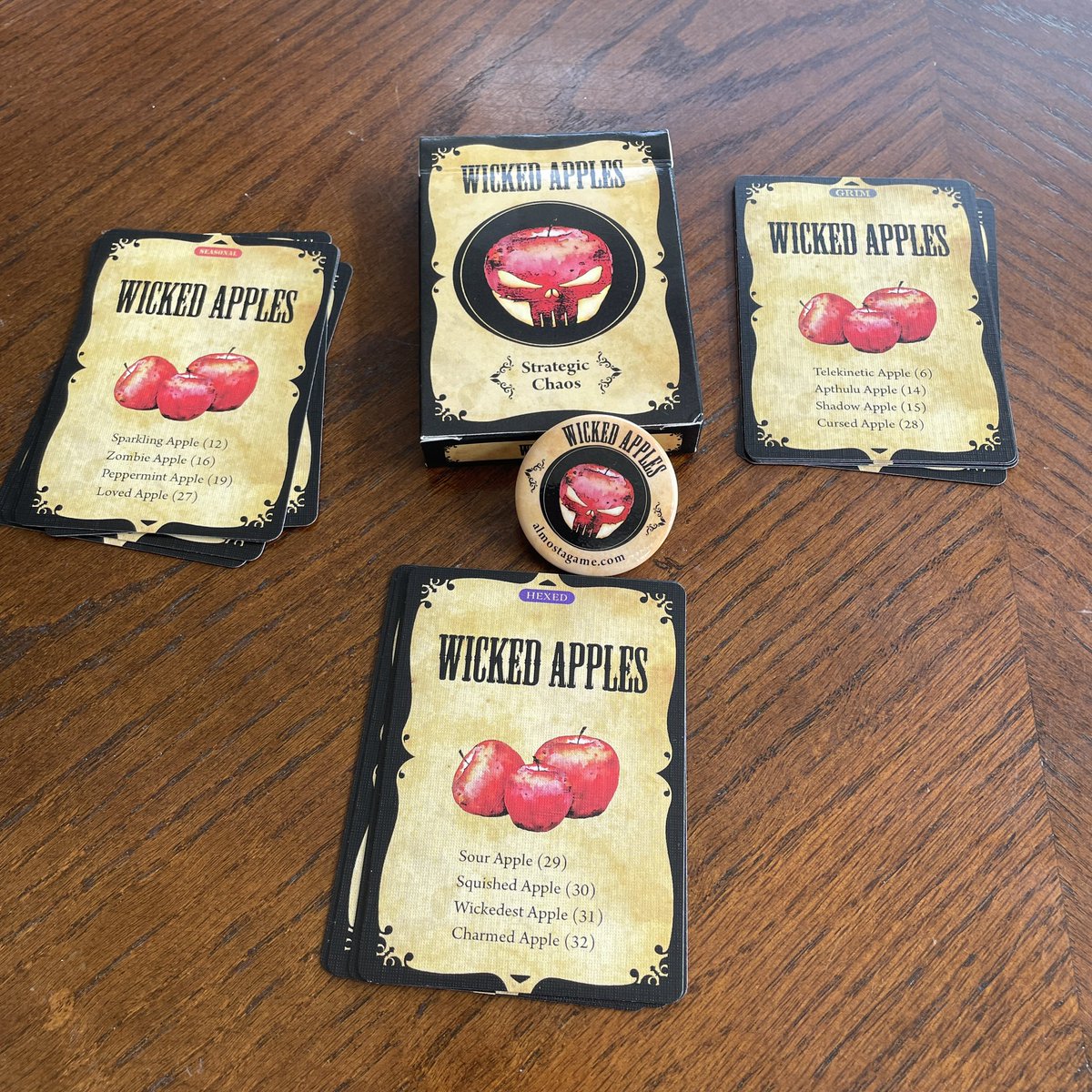 dmNorthTV's tweet image. Got a chance to demo Wicked Apples @gameconcanada from @almostagame. The Mrs won the magic button for not eating the wrong apple.  Chose chaos and paid the price. Definitely a quick fun game that is easy to learn. Of course we bought all the expansions… because reasons.