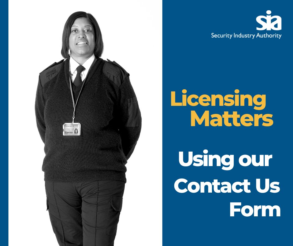 SIAuk's tweet photo. If you do not have an SIA online account, or cannot log into your account, you can get in touch via our ‘Contact Us’ form.

If you do have an SIA online account, please login to your account and use the 'Contact the SIA' form within our licensing site.

https://t.co/6nDys2cFWr https://t.co/VgEJ91ZnzK