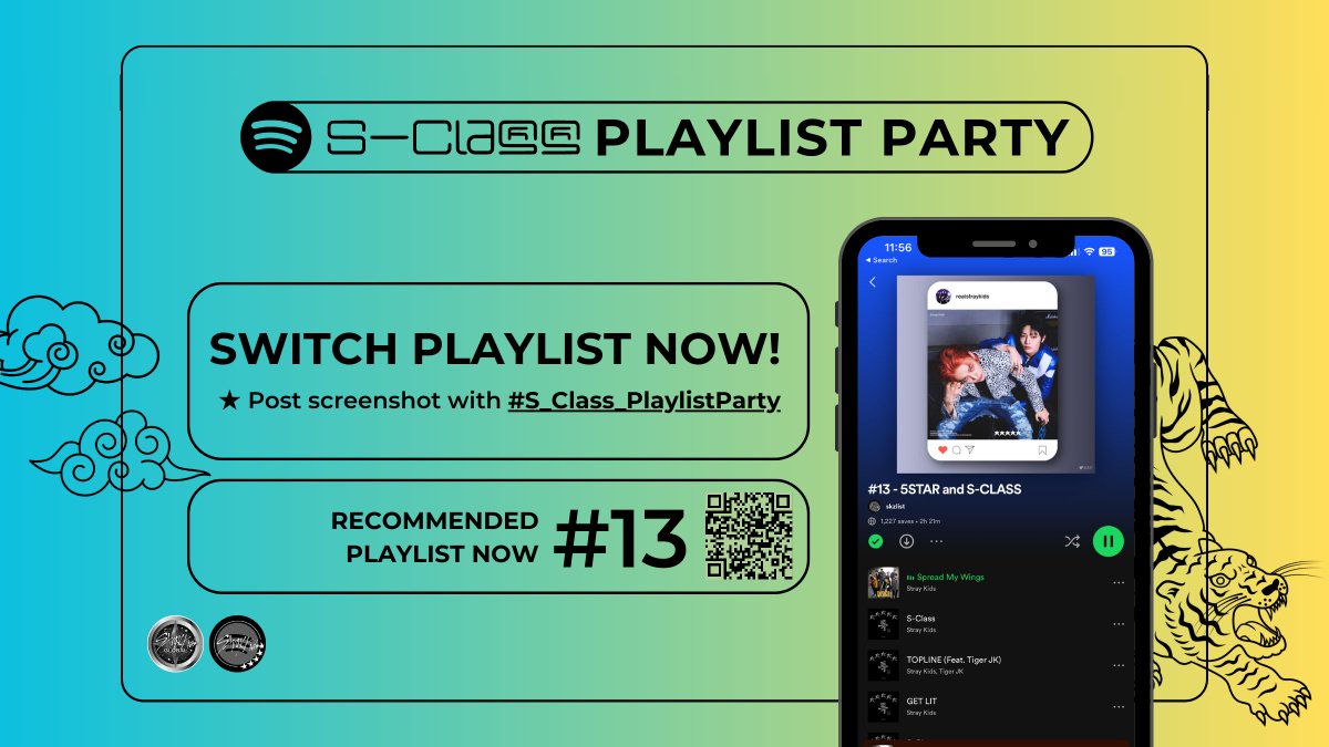 StrayKidsGlobal's tweet photo. π’ SWITCH SPOTIFY PLAYLIST NOW!
Recommended playlist now:
#13 https://t.co/RqscVPmebb
β
Post screenshot + #S_Class_PlaylistParty
π¨ Today's tracking ends in 9.5 hours
β Stream to re-enter Global Top Songs chart
β Counts on Billboard, Circle Chart, MCD
@Stray_Kids #StrayKids https://t.co/5igz1gtUTo