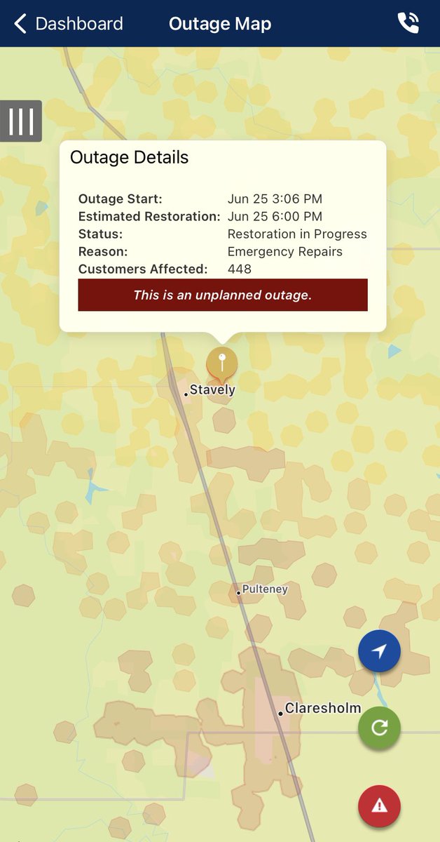 We are currently on site working to restore an outage impacting <a href="/willowcreek26/">MD of Willow Creek</a>, <a href="/ClaresholmTown/">Town of Claresholm</a> and surrounding areas. Crews are working to get power back as quickly and safely as possible.