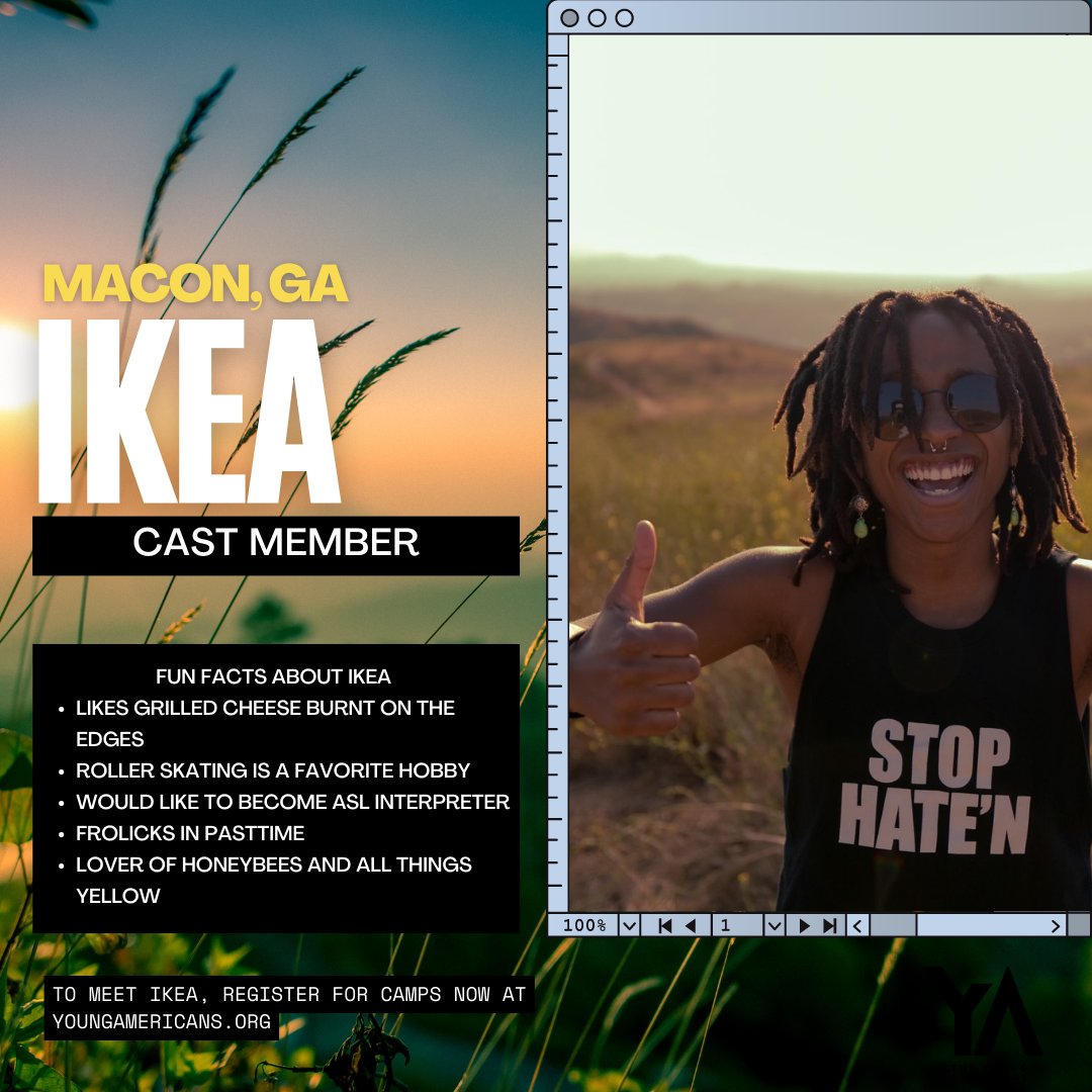 Meet the 2023 Summer Camp Cast
Ikea from Macon, GA

#cast #theyoungamericans #michigan #tour #lakeorion #highlandsharborsprings #hollandmi #performingarts #musicoutreach #workshop #yacollege