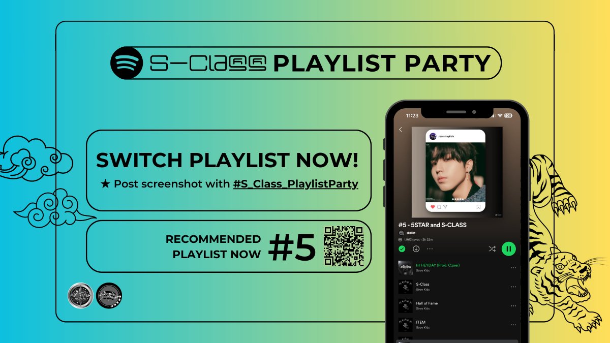StrayKidsGlobal's tweet photo. π’ SWITCH SPOTIFY PLAYLIST NOW!
Recommended playlist now:
#5 https://t.co/SOVc17KFvE
β
Post screenshot + #S_Class_PlaylistParty
β° Today's tracking ends in 21 hours
β Stream to re-enter Global Top Songs chart
β Counts on Billboard, Circle Chart, MCD
@Stray_Kids #StrayKids https://t.co/E7HZoMFxoX
