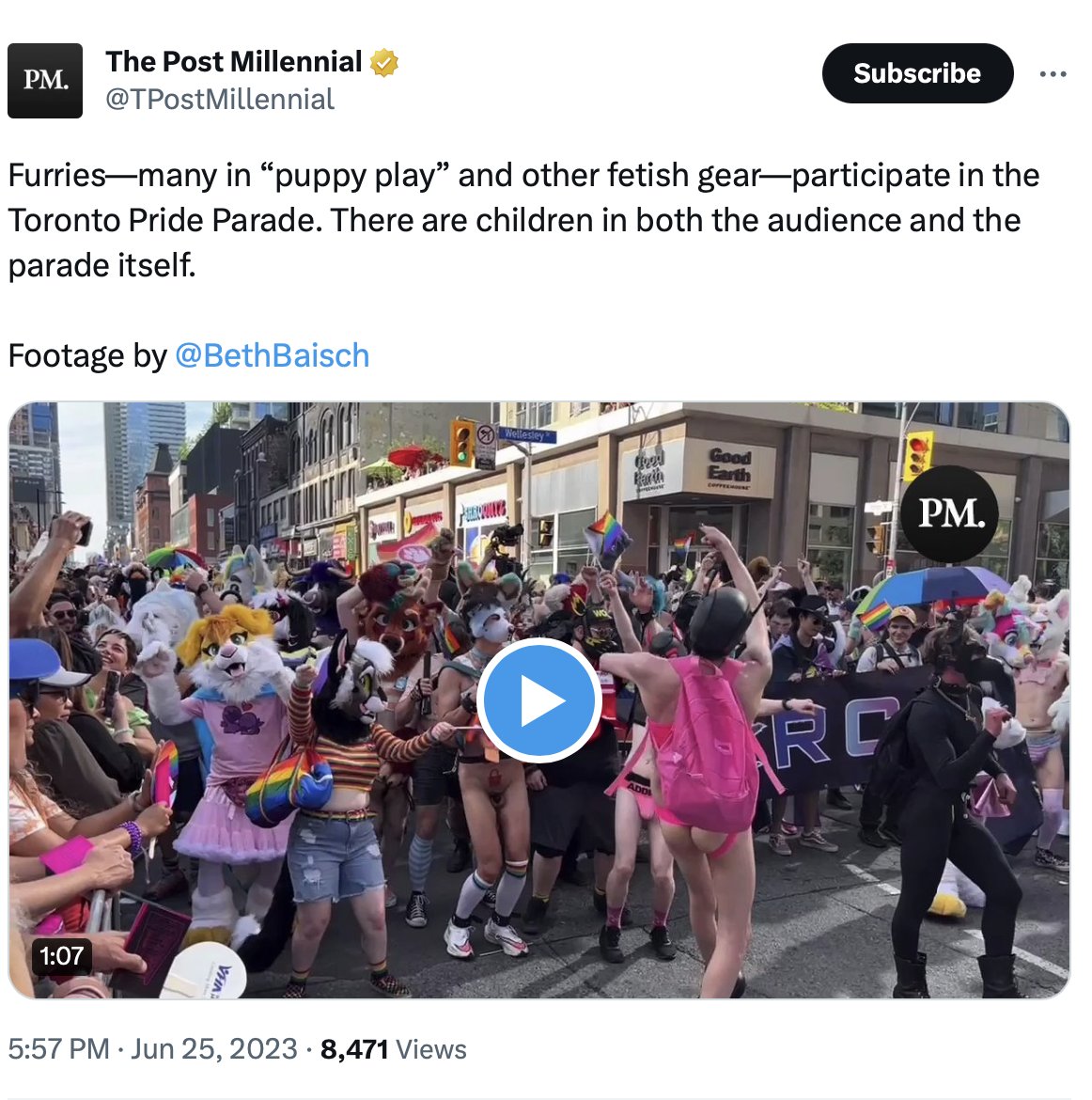 Fully naked adult men shaking their penis at little kids, and adults wearing fetish gear twerking and gyrating in front of kids were also part of Toronto Pride. Does Canada's Finance Minister endorse this behaviour?