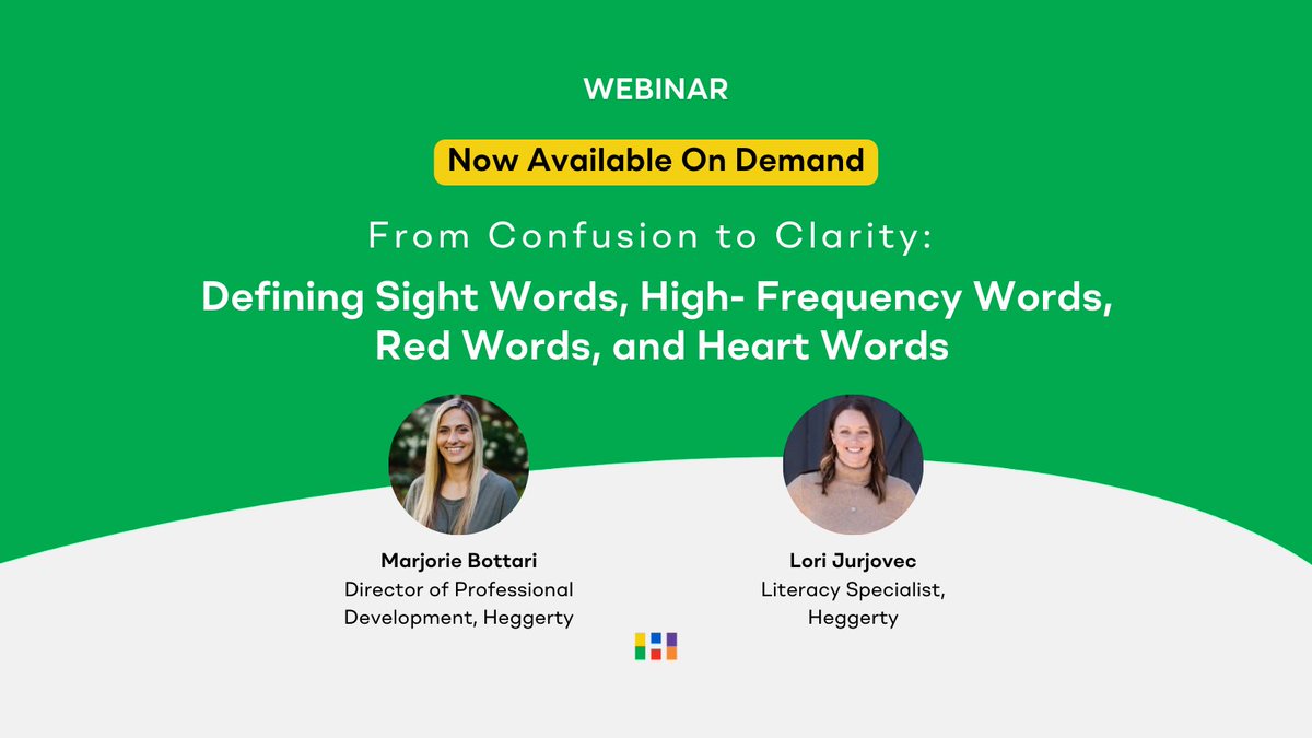 📣 Now available On Demand, Heggerty's latest webinar: From Confusion to Clarity: Defining Sight Words, High-Frequency Words, Red Words, and Heart Words. 🔗 Watch Here: bit.ly/43P8Wg4 #sor #litearcy