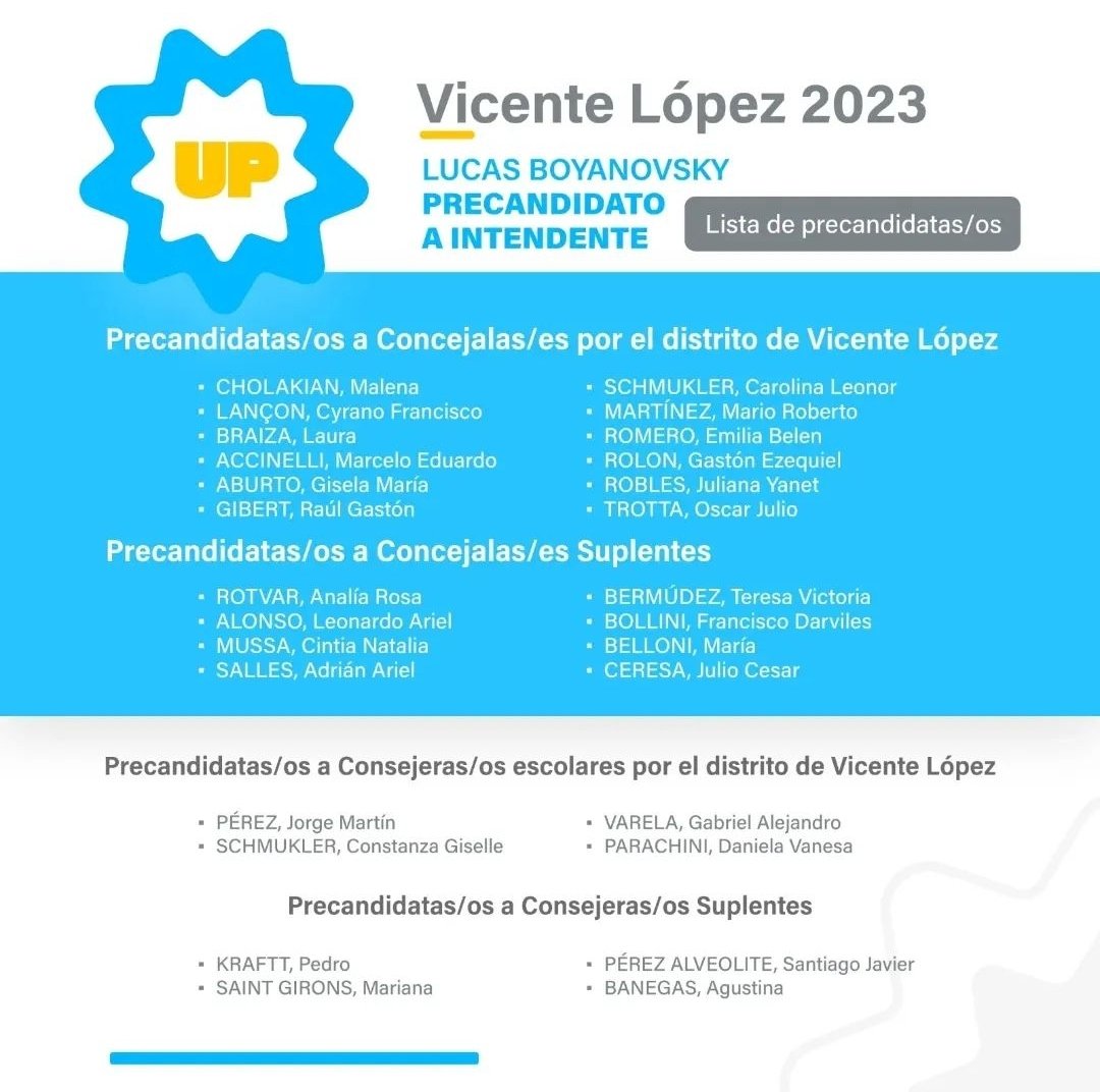 LaCamporaVL's tweet photo. Nuestra compañera @Malecholakian encabeza la lista de unidad de precandidatos a concejales de @unionxlapatria en Vicente López.

Seguiremos militando y construyendo un Vicente López mejor para nuestrxs vecinxs. Hasta que lo imposible se vuelva inevitable ✌🏼 https://t.co/r7QVXU12sT