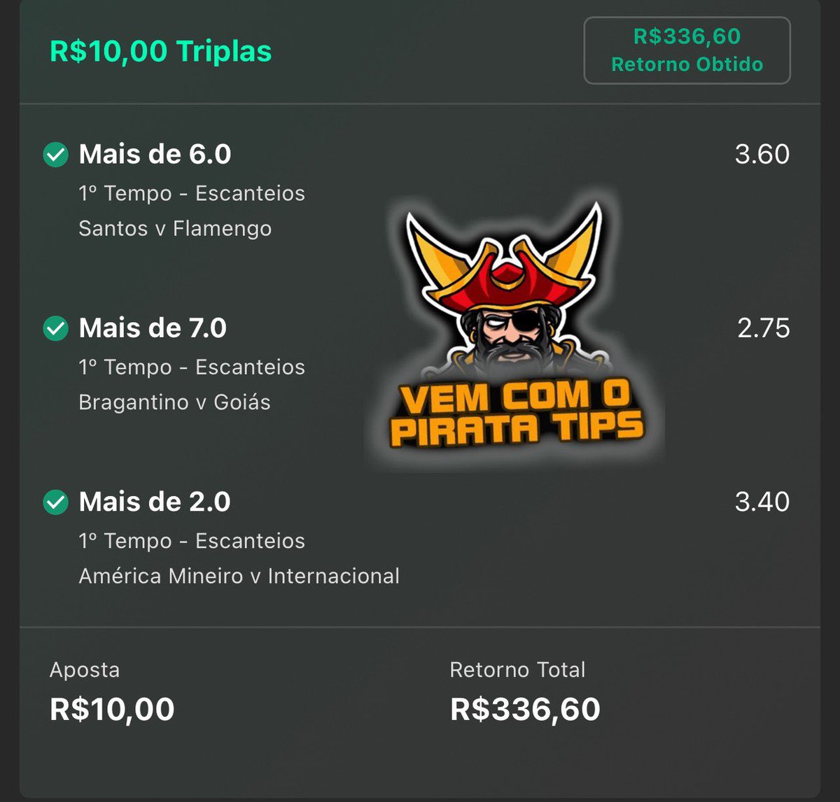 PirataTips's tweet photo. Se eu boto 100 reais, isso não batia nunca. https://t.co/llje7ZsUY8
