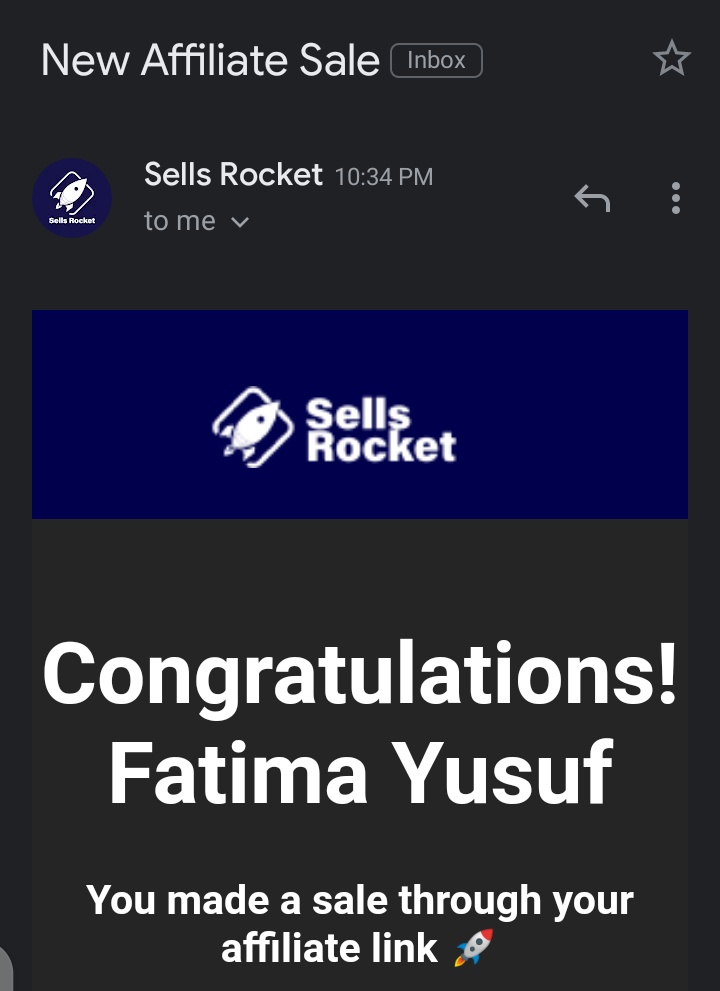 My makeup studio work just stop yesterday, due to low cash🤦,.. Alhamdulillah sells has start dropping today🔥
Affiliate Marketing will surely fund my passion business 🥰.

Thank you @sellsrocket @MalamKaybee @arewa_digital