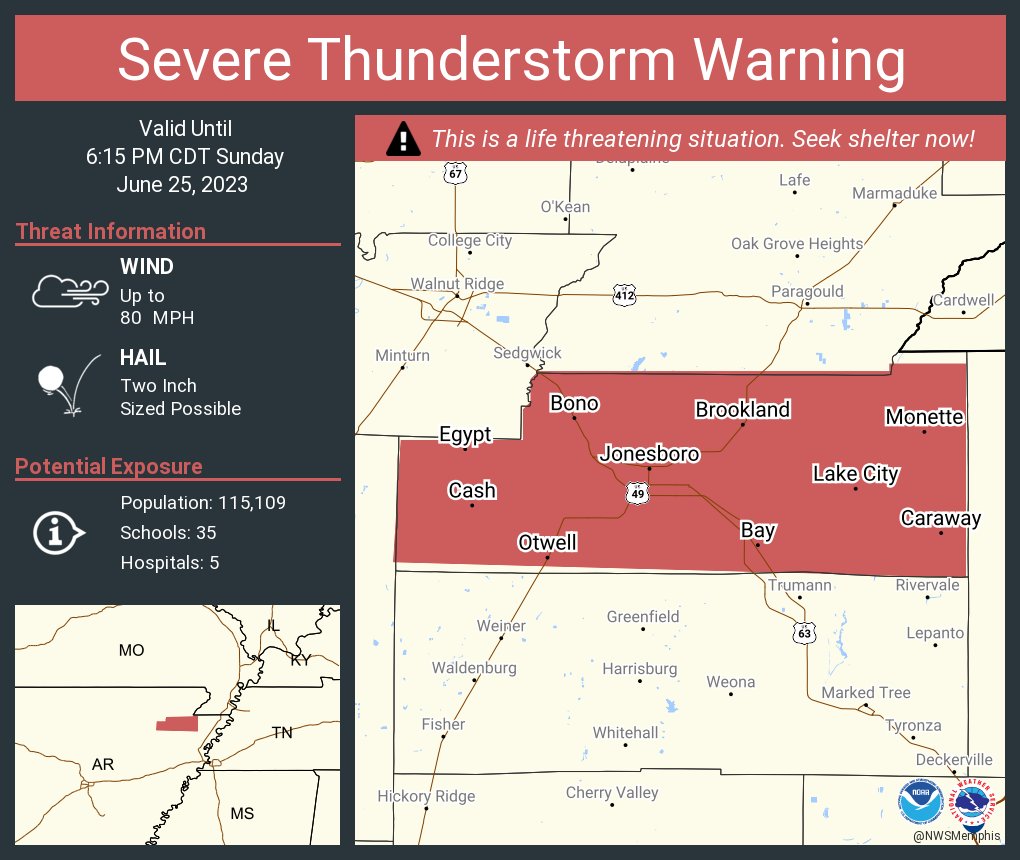 NWS Memphis on Twitter "Severe Thunderstorm Warning including