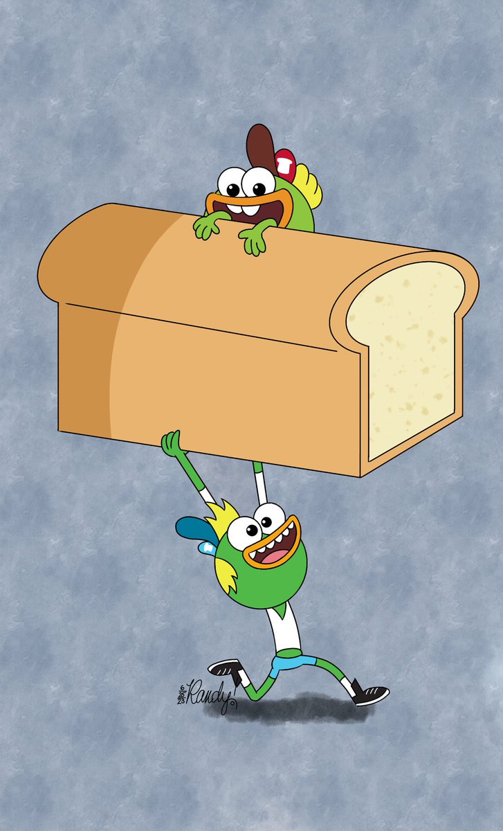 DuoMonth Day 25: Here are those qwazy quacks SwaySway and Buhduce delivering a giant loaf of bread! #Breadwinners #MyArt #Nickelodeon #Nicktoons #DuoMonth