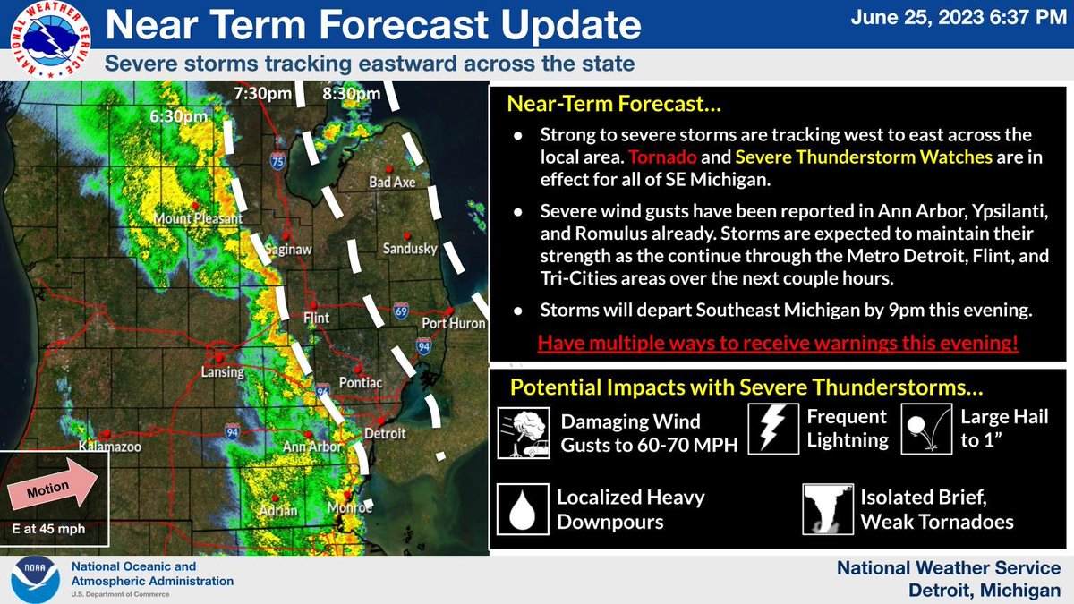 NWS Detroit on Twitter "Severe storms continue tracking across local area this evening