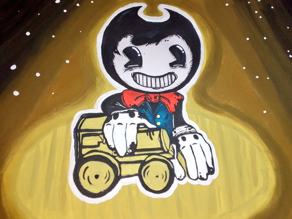 #Bendy #Bendy_and_the_Dark_Revival
#BabyBendy #Bendyfanart #BATDRfanart #BATDR
I'm a beginner at this impromptu drawing of Baby Bendy with paints.